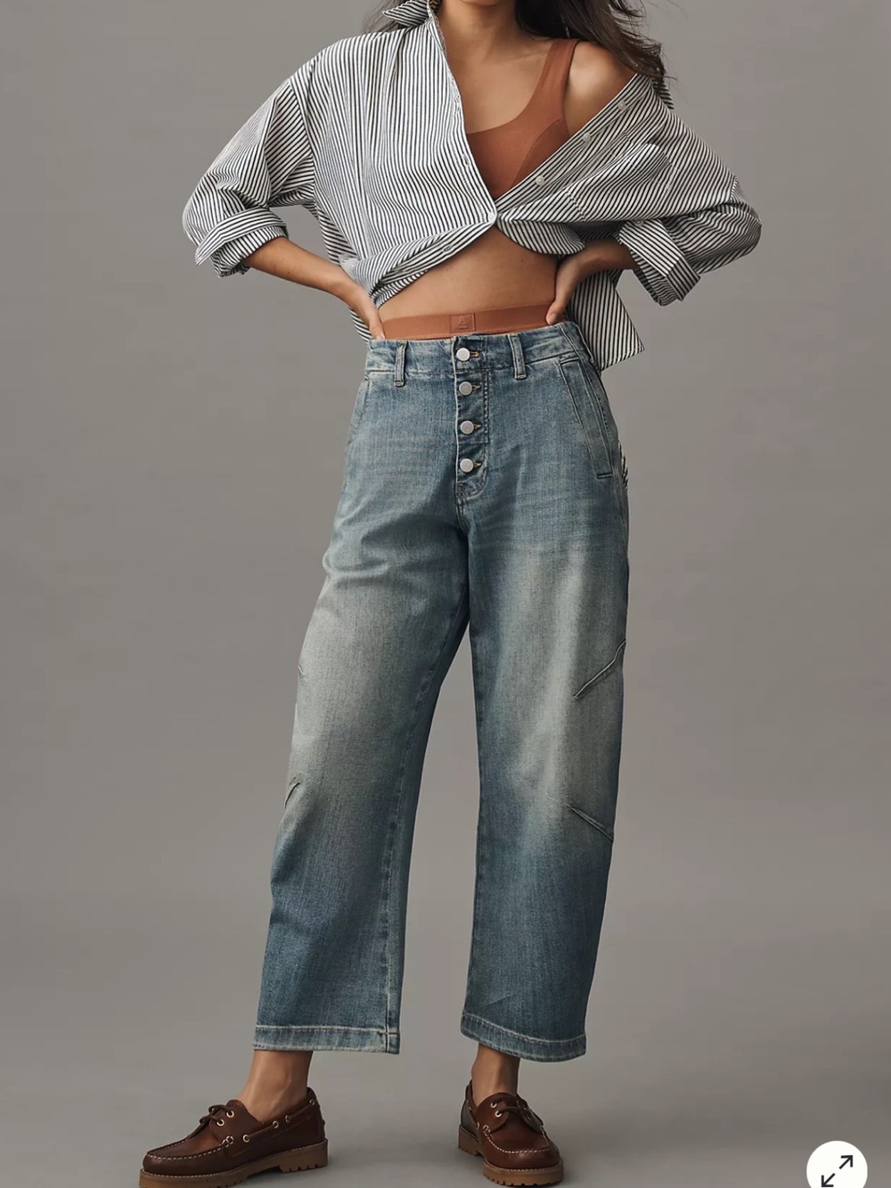 NWOT! The Arin Mid-Rise Button-Front Barrel Pant by Pilcro - 18w - Picture 3 of 6